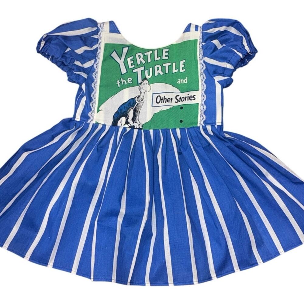 NWOT Addison Ray 3T One of a Kind Dr. Seuss Yertle the Turtle Dress Blue Stripes